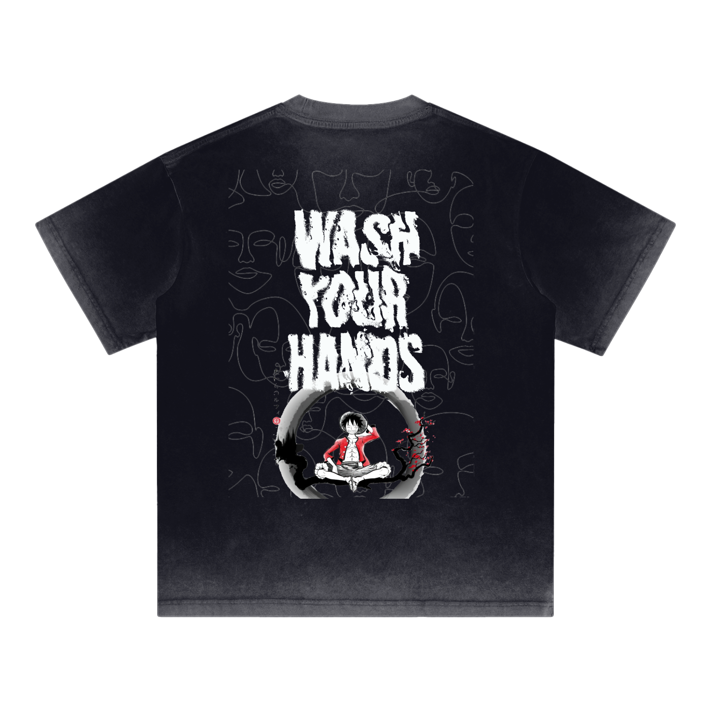 H.E. “WashYourHands” Reverse Dyed Loose Cotton T-Shirt