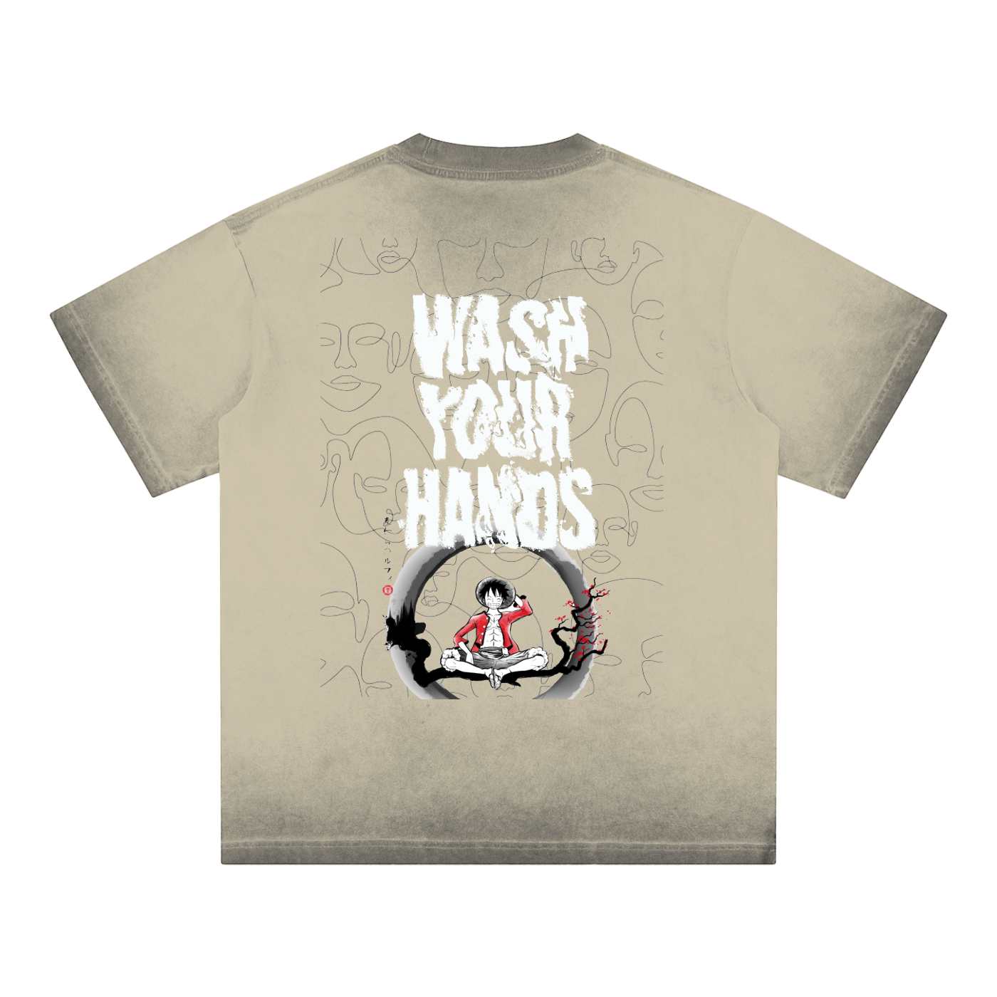 H.E. “WashYourHands” Reverse Dyed Loose Cotton T-Shirt