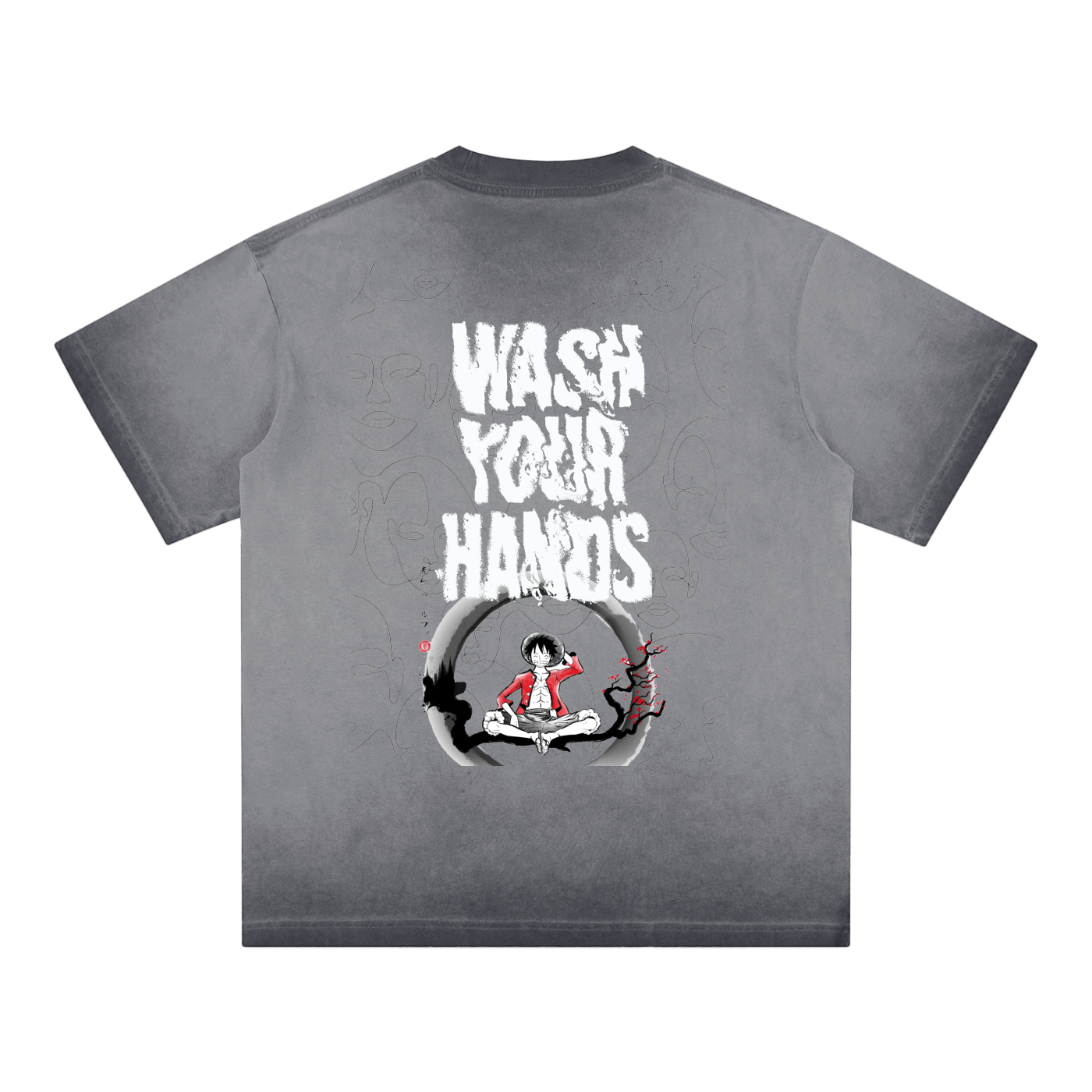 H.E. “WashYourHands” Reverse Dyed Loose Cotton T-Shirt