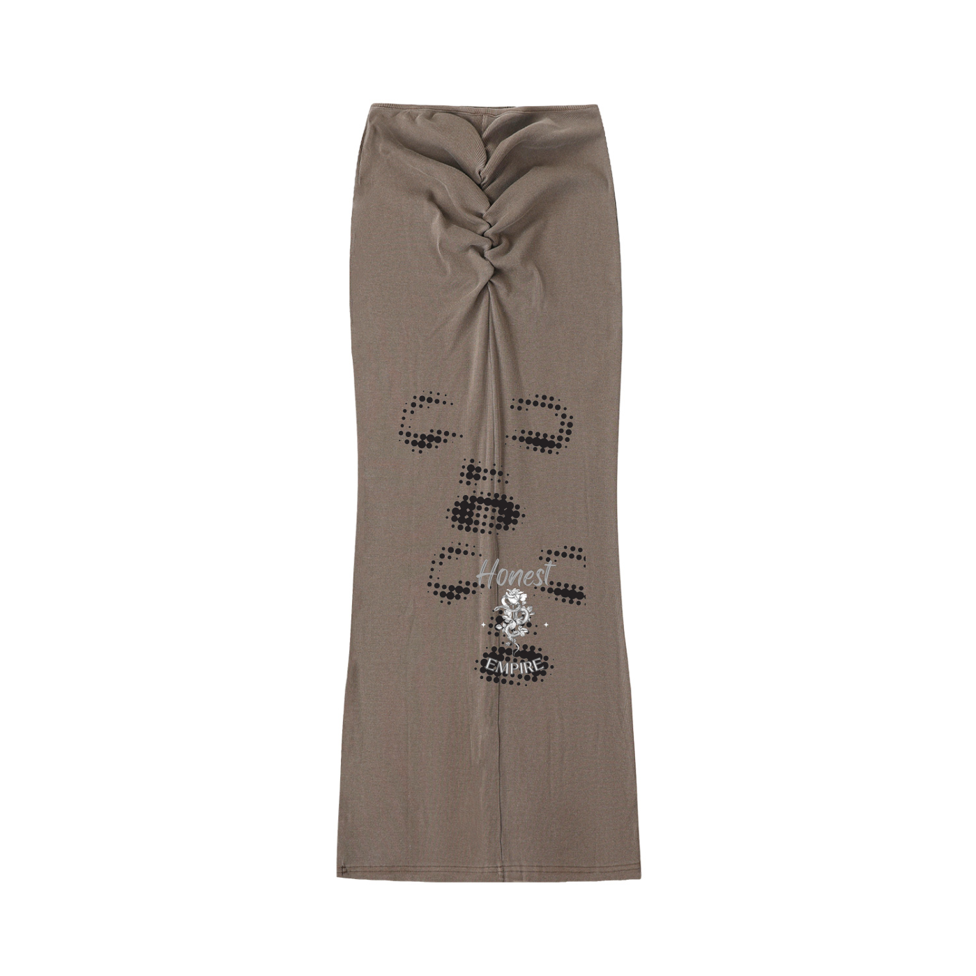 H.E. FACE Dyed Washed Drawstring Maxi Skirt