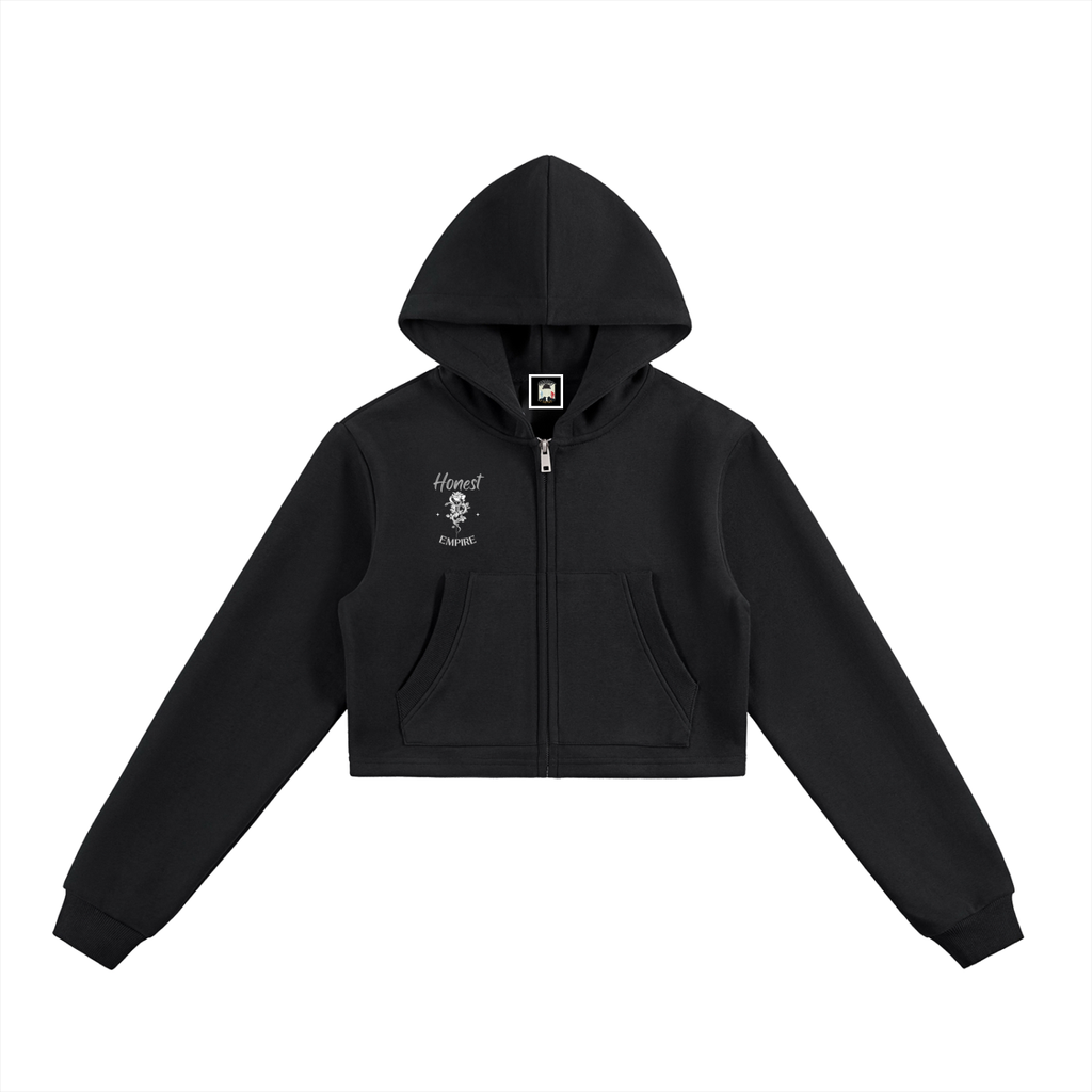H.E. Essential Cropped Zip-Up Hoodie