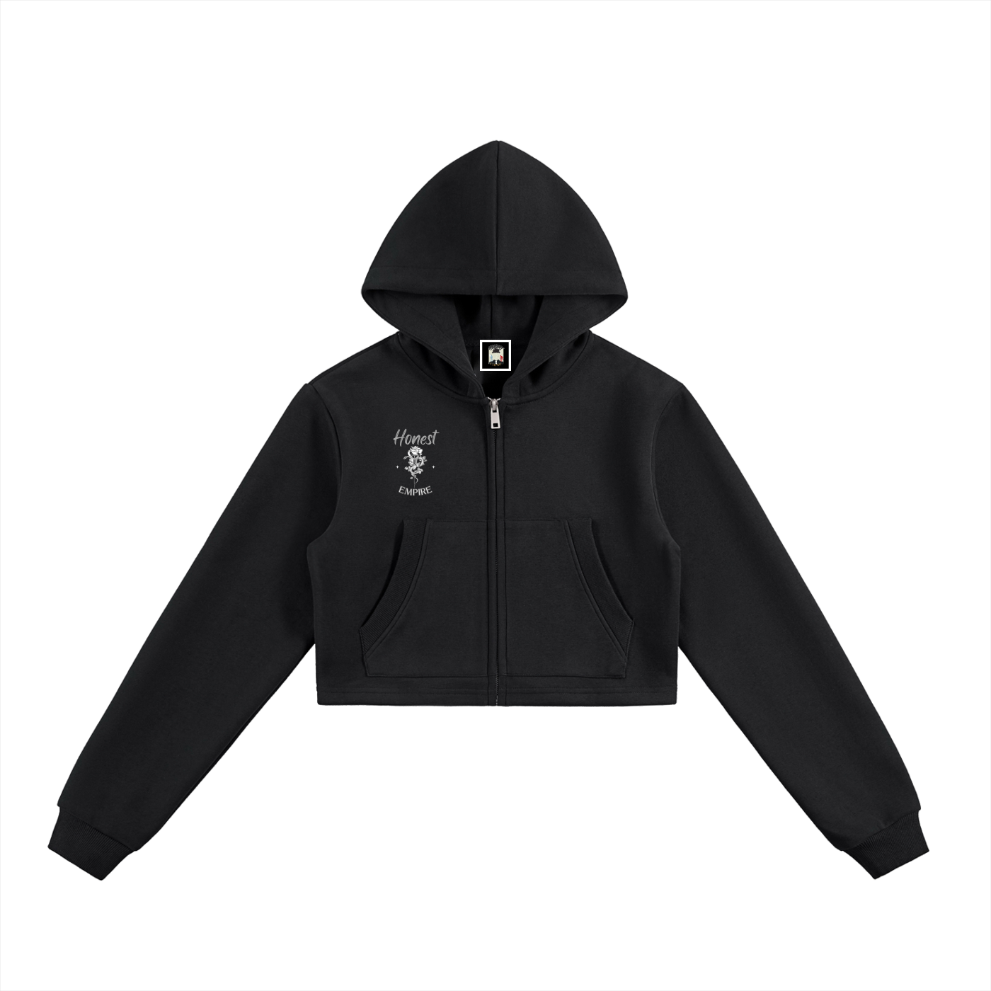 H.E. Essential Cropped Zip-Up Hoodie