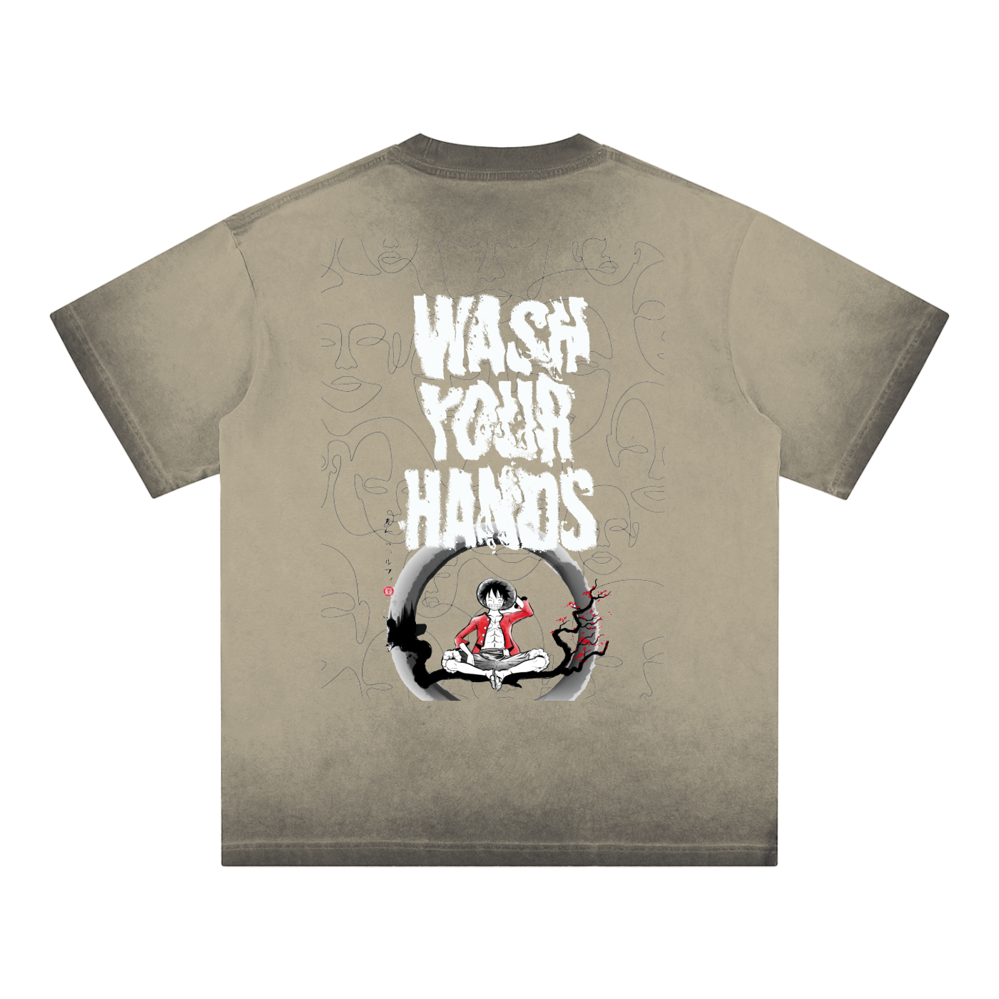 H.E. “WashYourHands” Reverse Dyed Loose Cotton T-Shirt