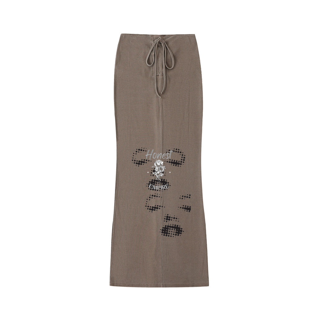 H.E. FACE Dyed Washed Drawstring Maxi Skirt