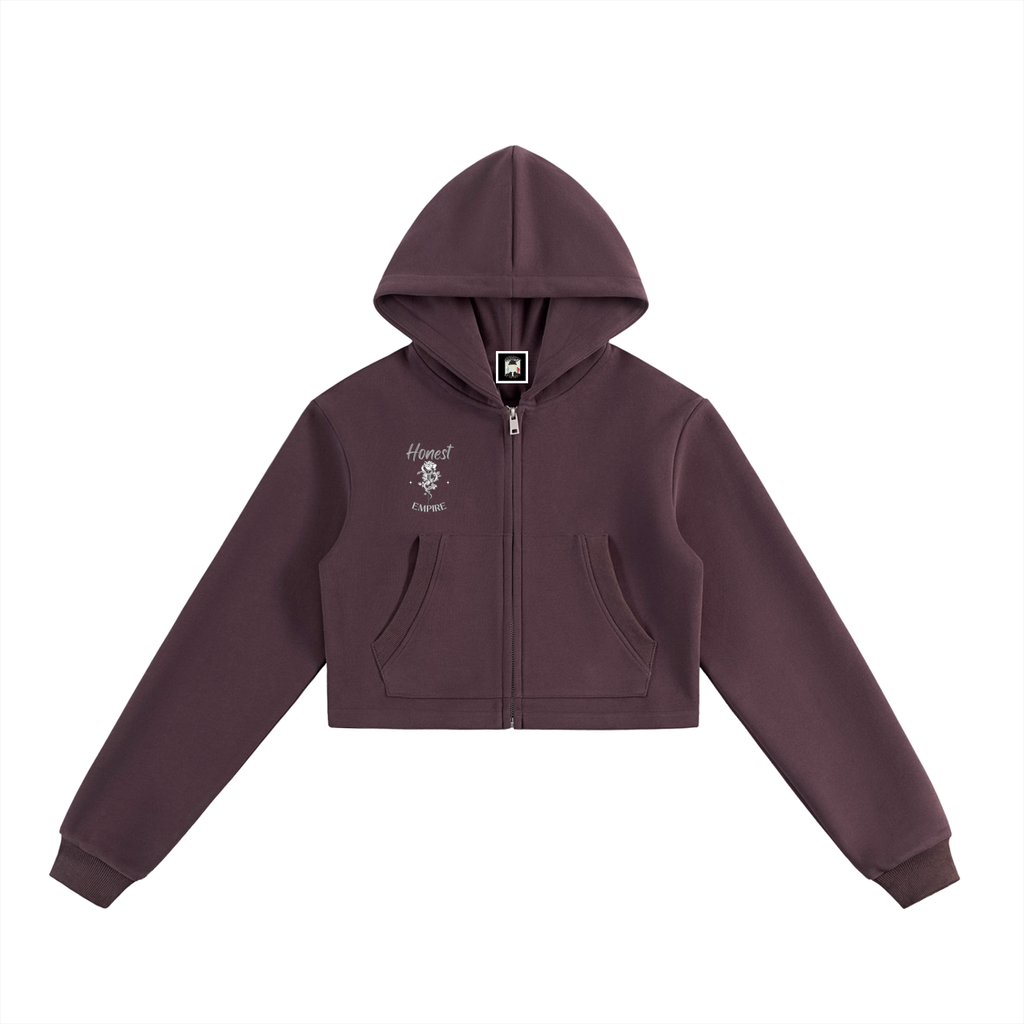 H.E. Essential Cropped Zip-Up Hoodie