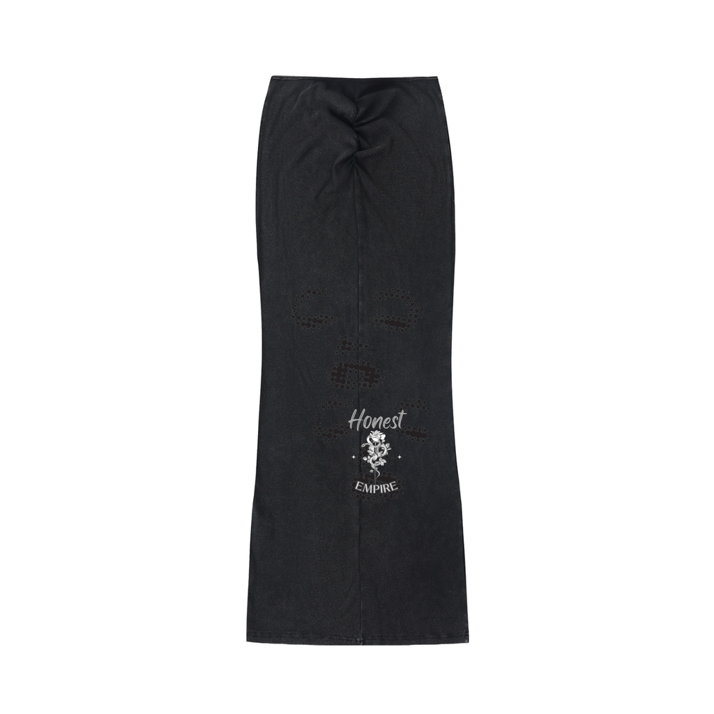 H.E. FACE Dyed Washed Drawstring Maxi Skirt