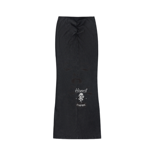 H.E. FACE Dyed Washed Drawstring Maxi Skirt