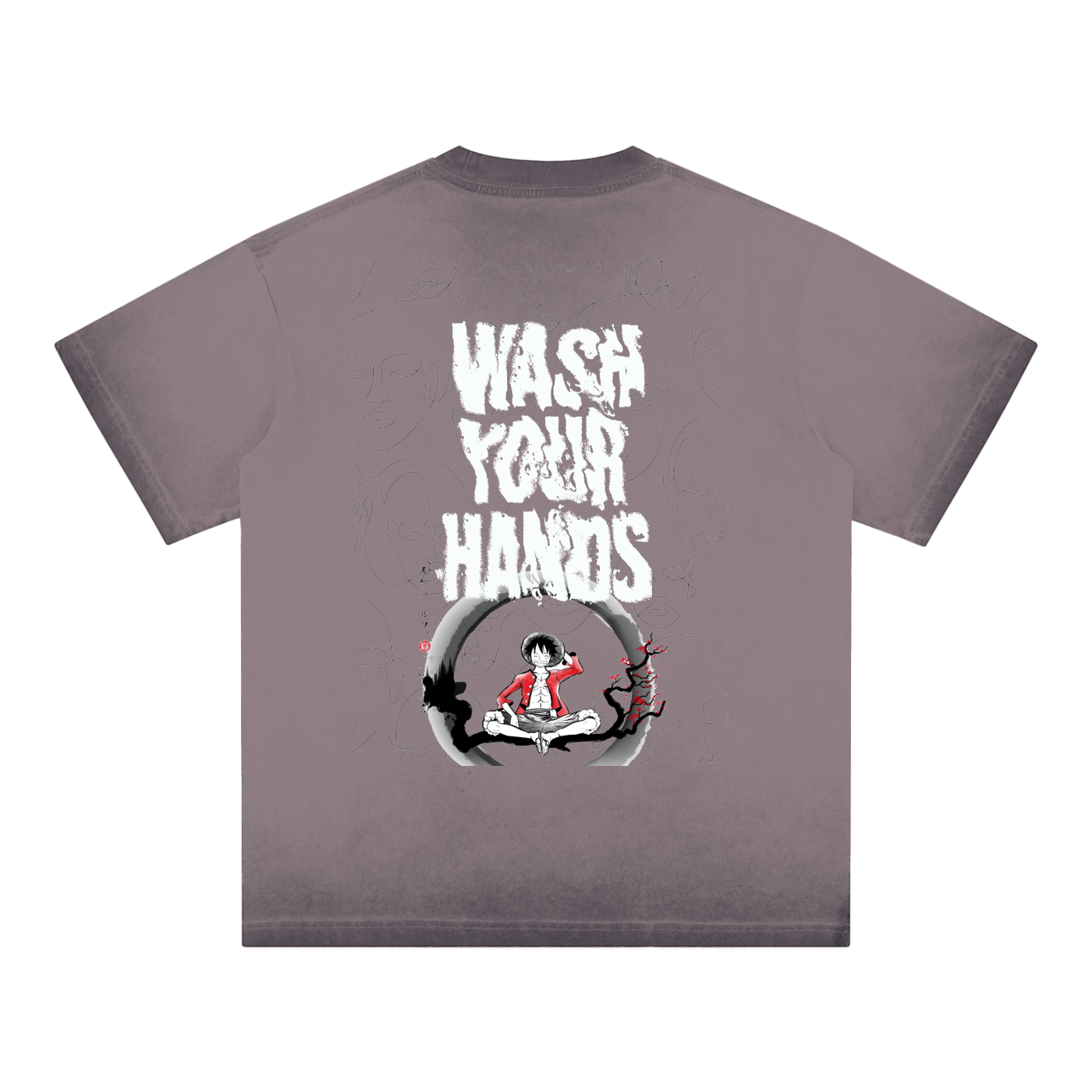 H.E. “WashYourHands” Reverse Dyed Loose Cotton T-Shirt