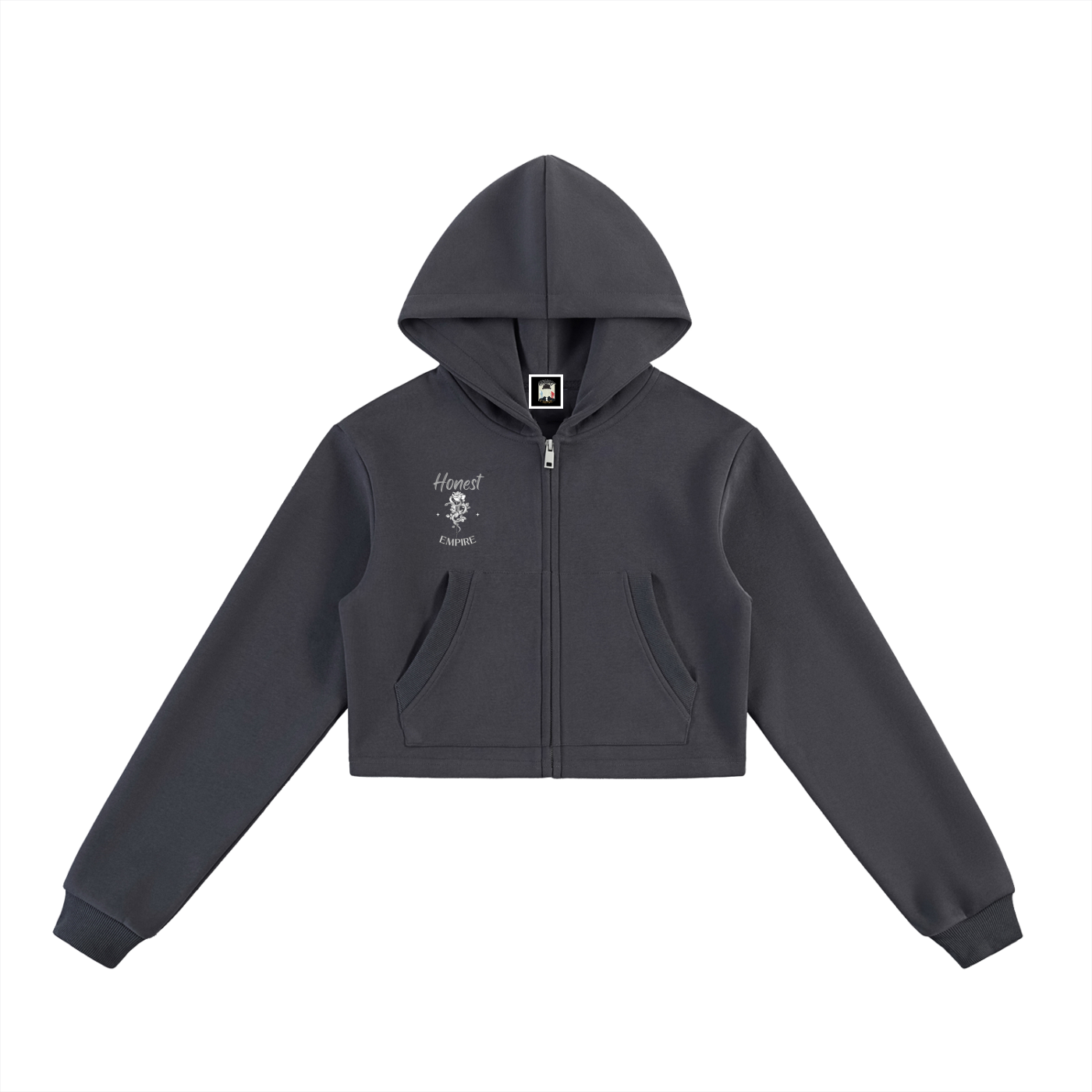H.E. Essential Cropped Zip-Up Hoodie