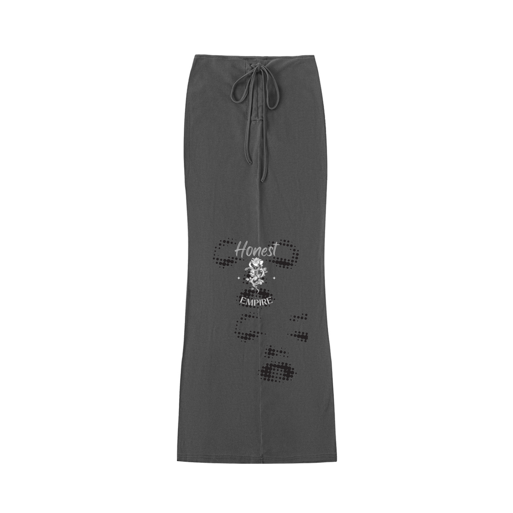 H.E. FACE Dyed Washed Drawstring Maxi Skirt