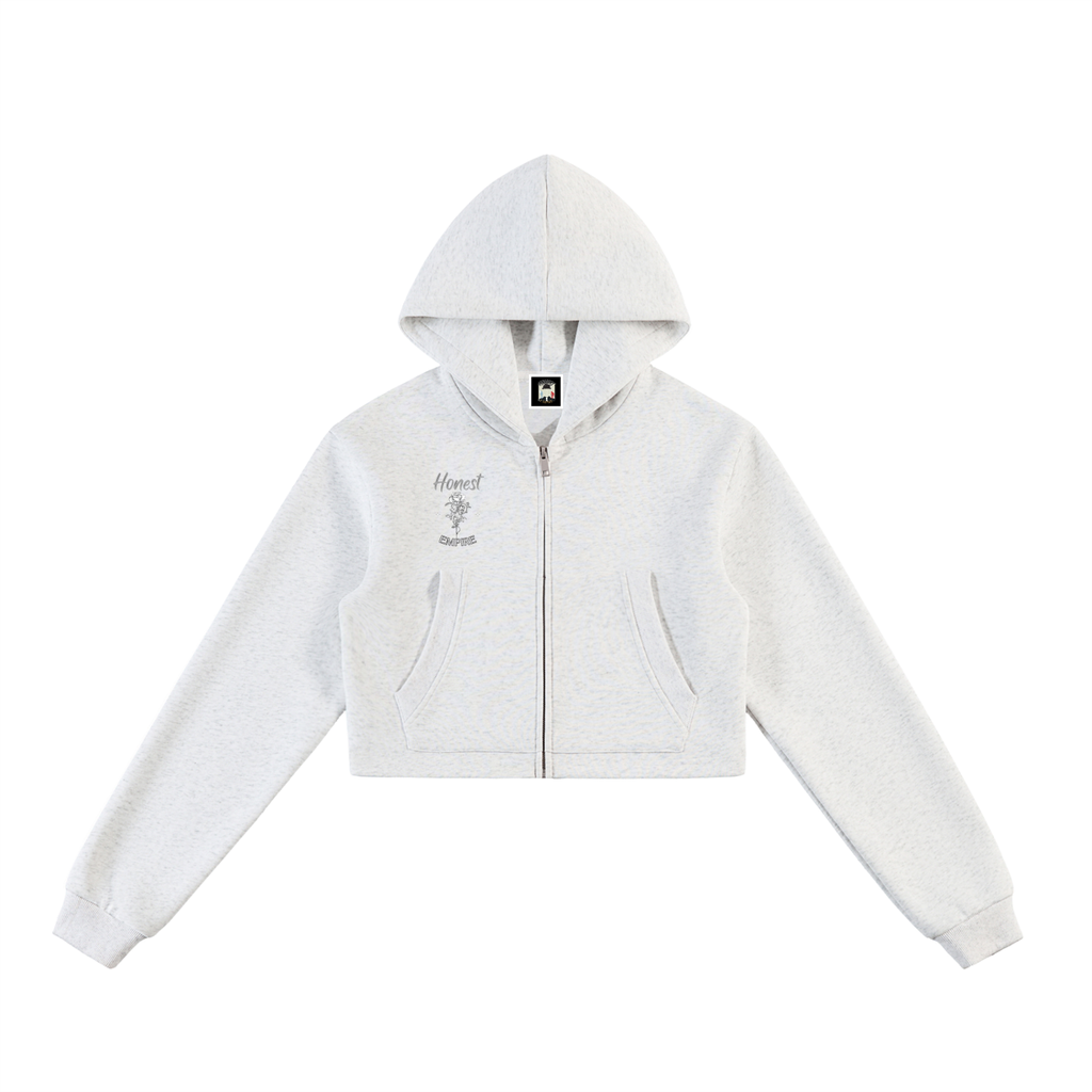 H.E. Essential Cropped Zip-Up Hoodie