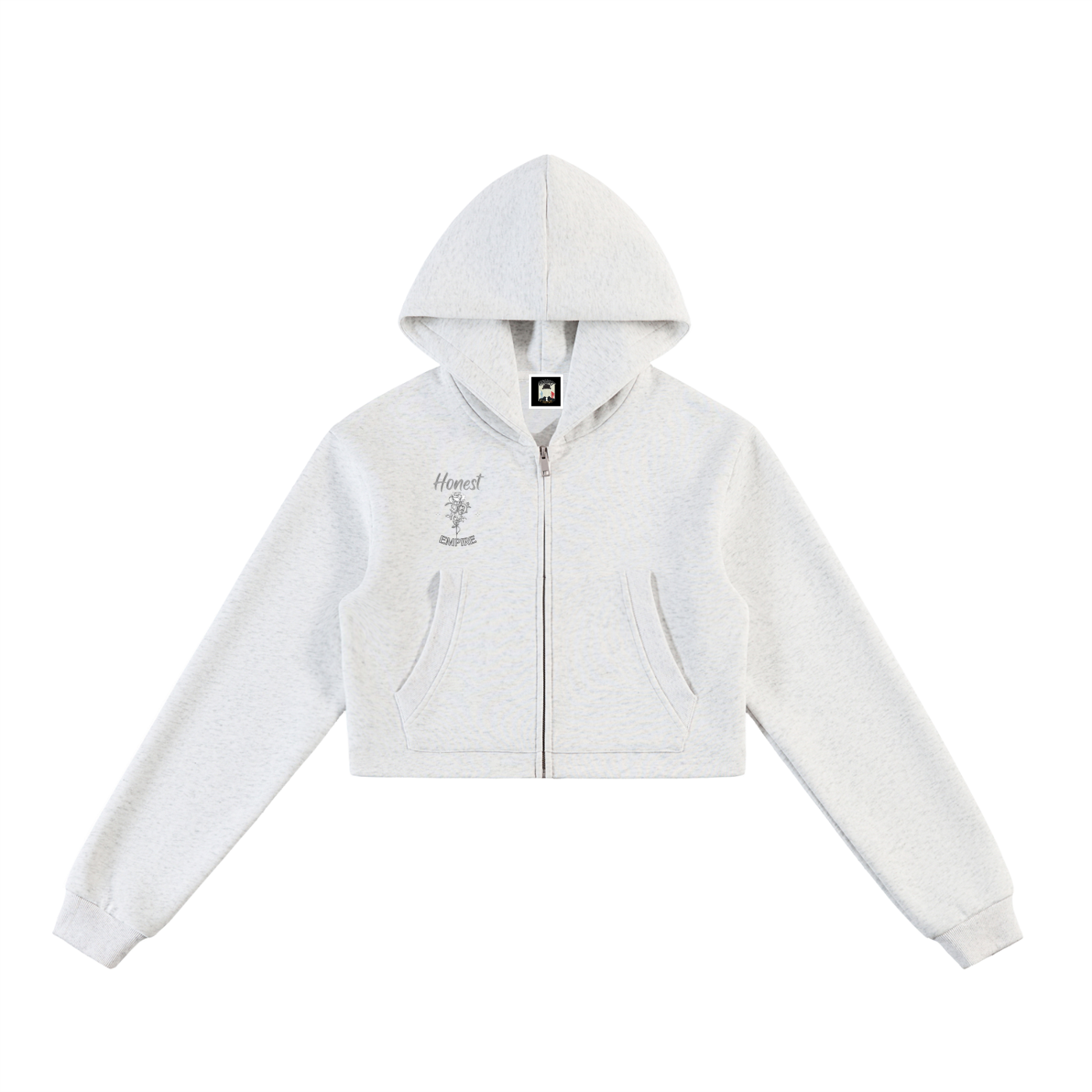H.E. Essential Cropped Zip-Up Hoodie